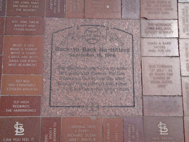 Back-to-Back No-Hitters Marker. Click for full size. Back-to-Back No-Hitters Marker image. Click for full size.