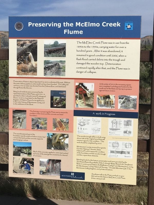 Preserving the McElmo Creek Flume Marker image. Click for full size.
