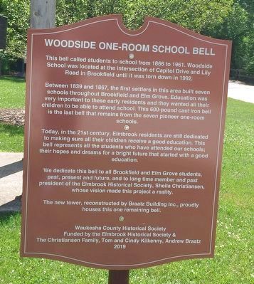 Woodside One-Room School Bell Marker image. Click for full size.