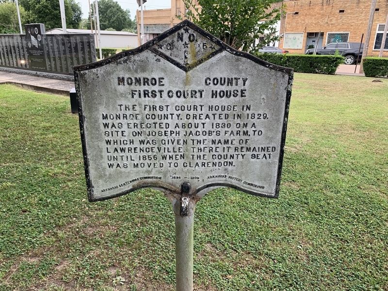 Monroe County <br>First Court House Marker. Click for full size. Monroe County <br>First Court House Marker image. Click for full size.