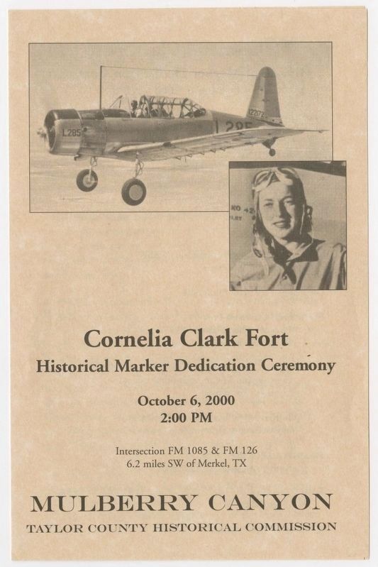 Cornelia Clark Fort Marker Dedication Program - cover page image. Click for full size.