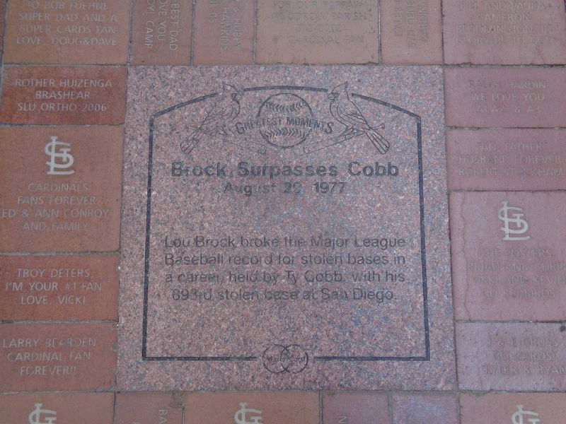 Brock Surpasses Cobb Marker. Click for full size. Brock Surpasses Cobb Marker image. Click for full size.