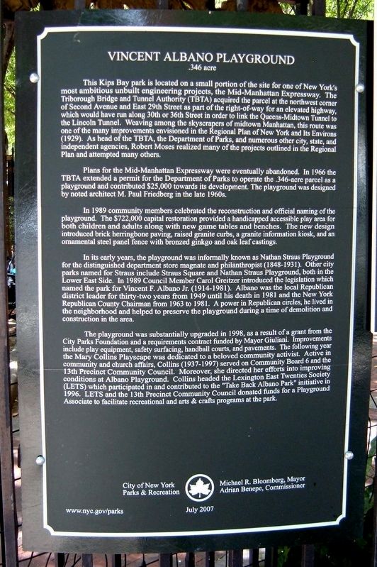 Vincent F. Albano Jr. Playground Marker image. Click for full size.