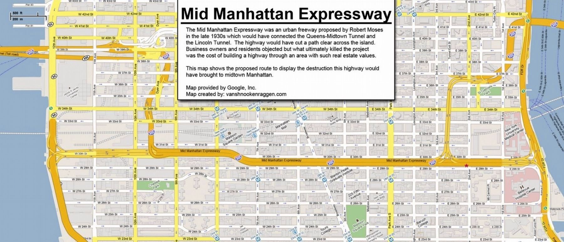 The Mid-Manhattan Expressway proposal image. Click for full size.