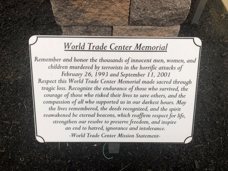 World Trade Center Memorial Plaque image. Click for full size.