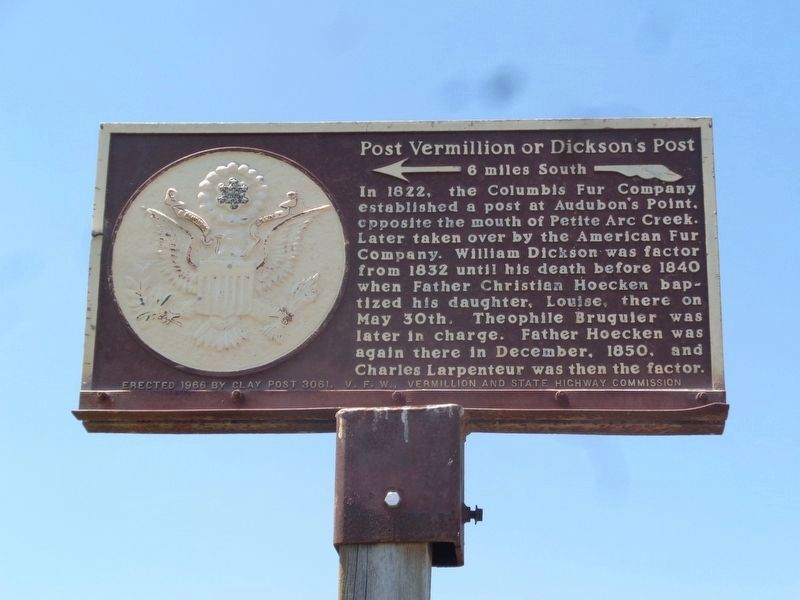 Post Vermillion Or Dickson's Post Marker image. Click for full size.