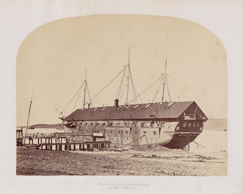 <i>Receiving ship Independence at Mare Island</i> image. Click for full size.