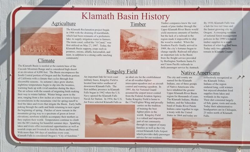 Klamath Basin History Marker image. Click for full size.