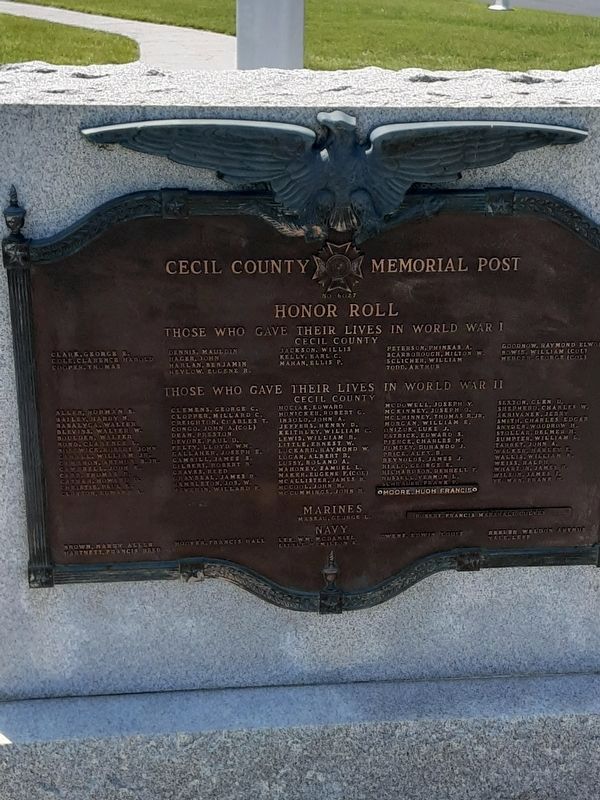 Cecil County Memorial Post Marker image. Click for full size.