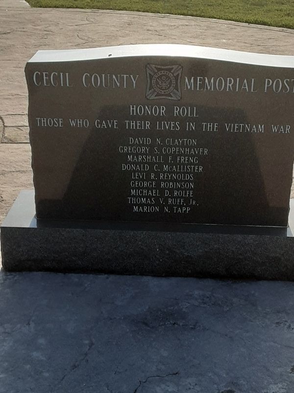 Cecil County Memorial Post Marker. Click for full size. Cecil County Memorial Post Marker image. Click for full size.