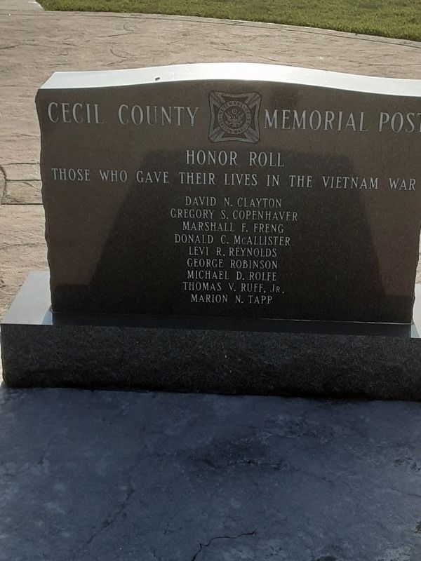 Cecil County Memorial Post Marker image. Click for full size.