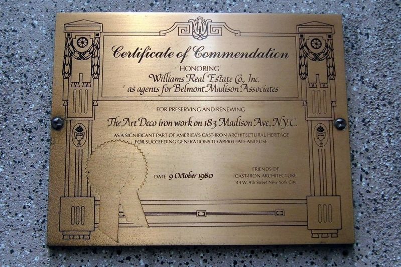 Madison Belmont Building Art Deco appreciation plaque image. Click for full size.
