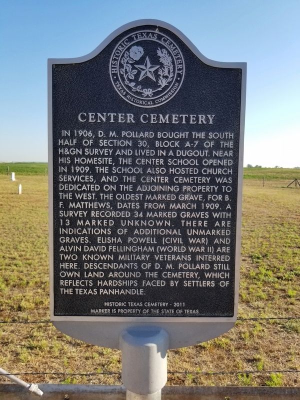 Center Cemetery Marker image. Click for full size.