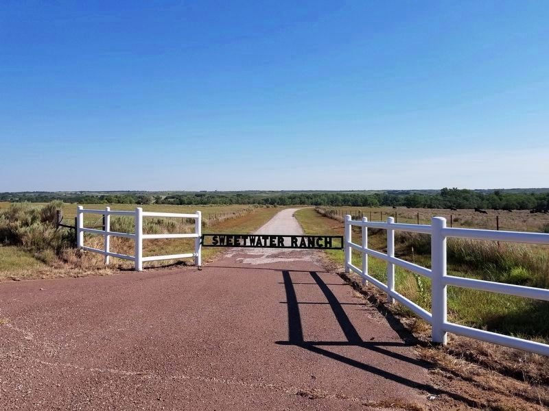 Sweetwater Ranch gate, just south of marker image. Click for full size.
