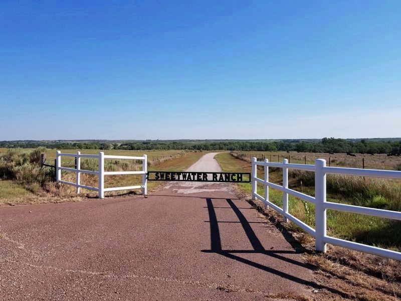 Sweetwater Ranch gate, just south of marker image. Click for full size.
