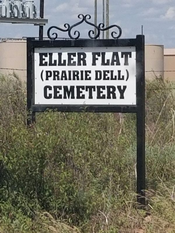 The Eller Flat Cemetery is north of this sign image. Click for full size.