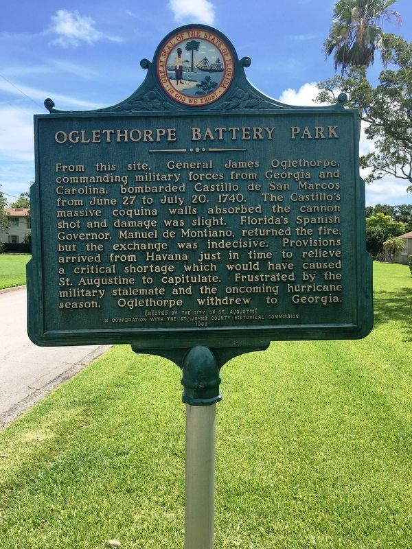 Oglethorpe Battery Park Marker. Click for full size. Oglethorpe Battery Park Marker image. Click for full size.