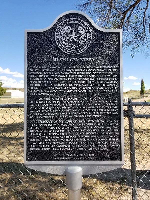 Miami Cemetery Marker image. Click for full size.