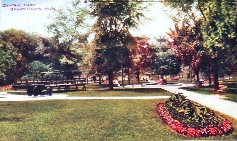 Marker detail: Postcard view of Central Park, about 1913 image. Click for full size.