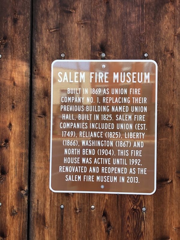 Salem Fire Museum Marker image. Click for full size.