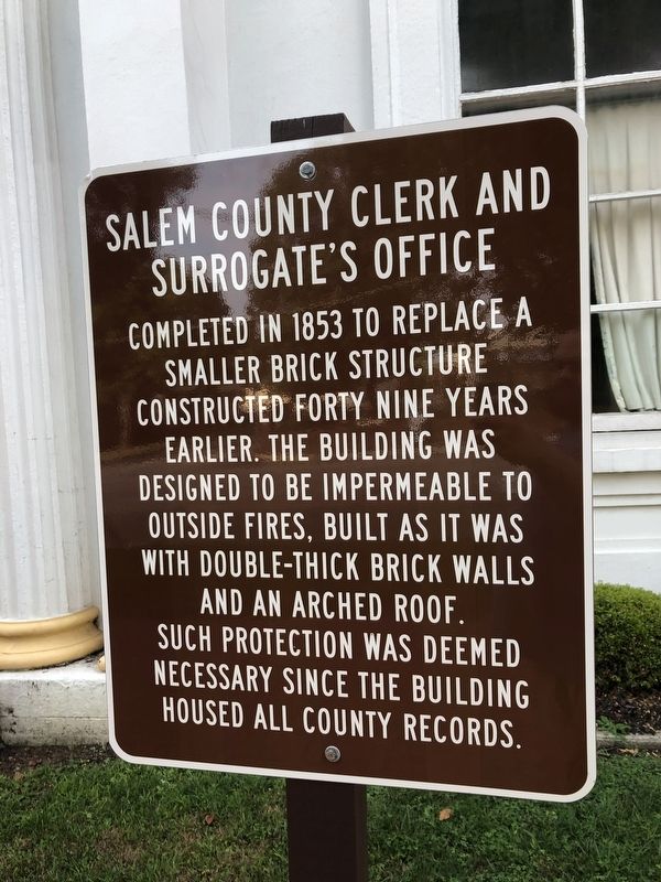 Salem County Clerk and Surrogate's Office Marker image. Click for full size.
