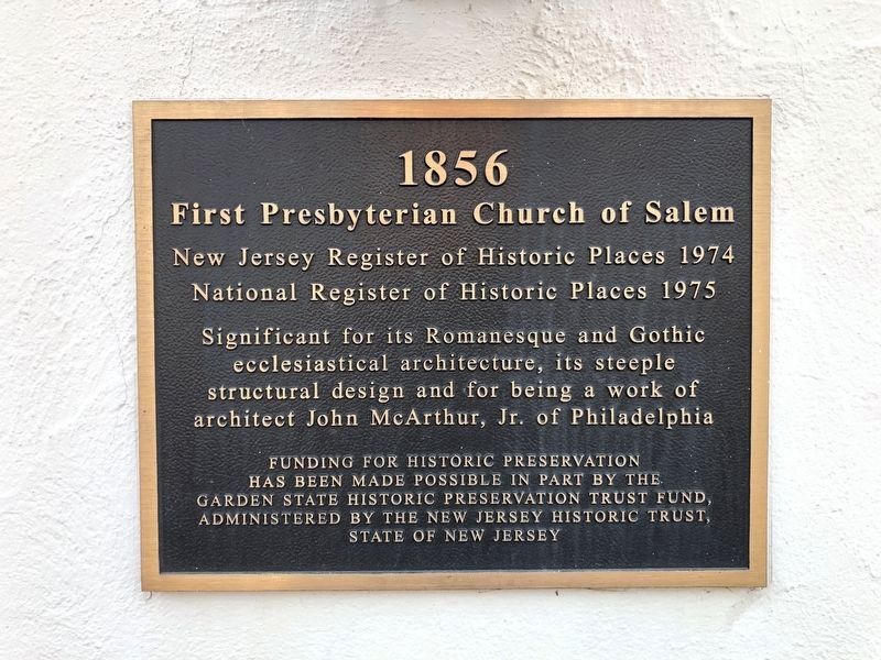 First Presbyterian Church of Salem Marker image. Click for full size.