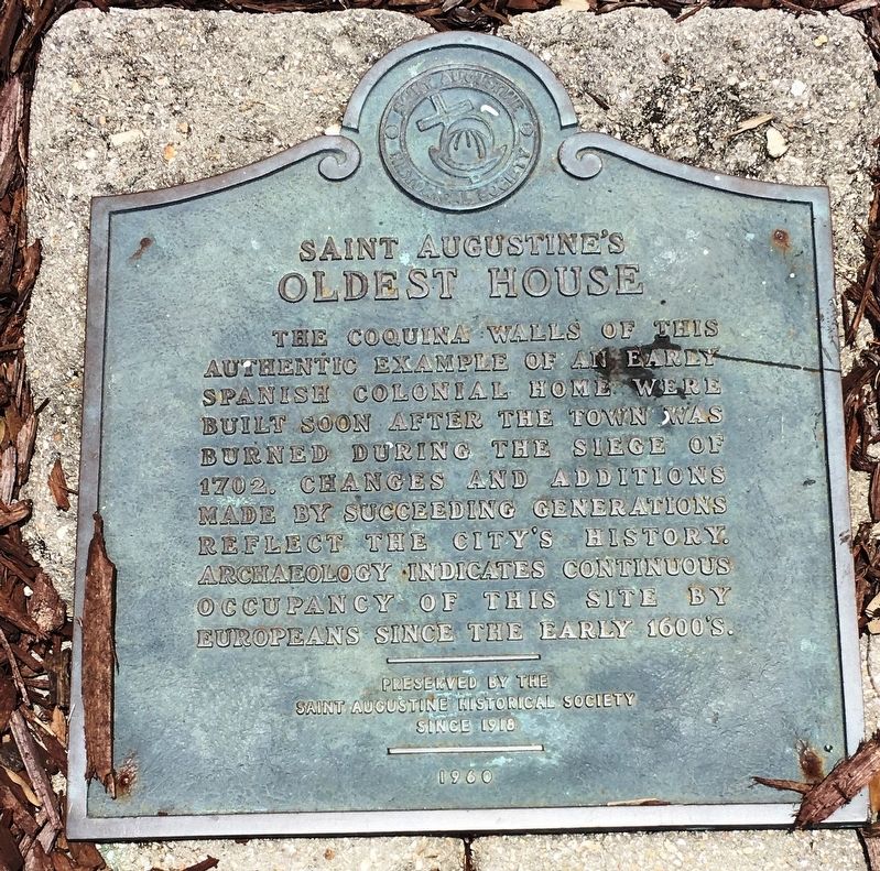 Saint Augustine’s Oldest House Marker image. Click for full size.
