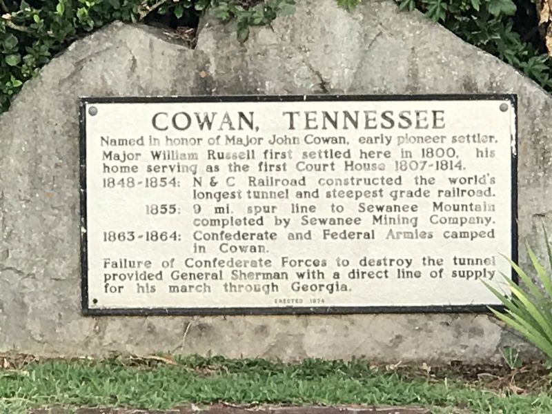 Cowan, Tennessee Marker image. Click for full size.