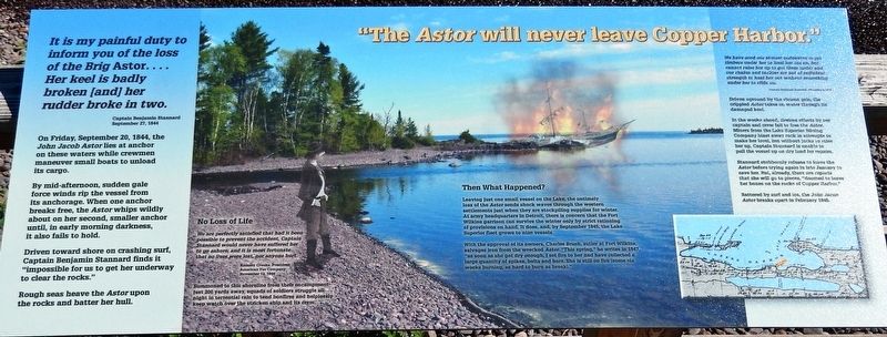 "The <i>Astor</i> will never leave Copper Harbor." Marker image. Click for full size.