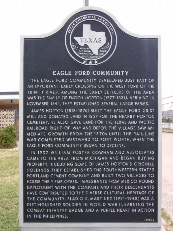 Eagle Ford Community Marker. Click for full size. Eagle Ford Community Marker image. Click for full size.