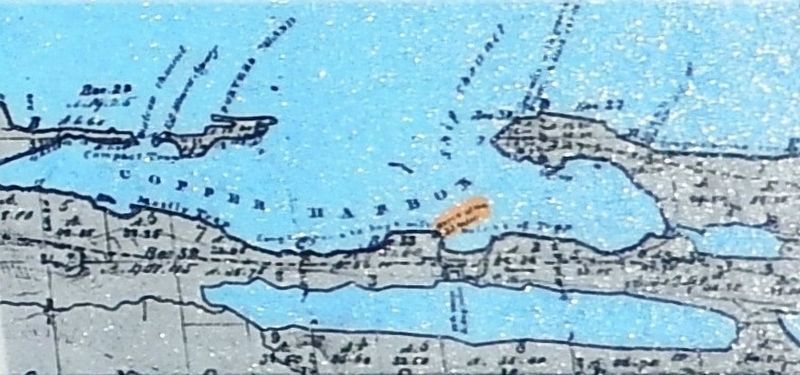 Marker detail: Copper Harbor <i>Astor</i> Shipwreck site map image. Click for full size.