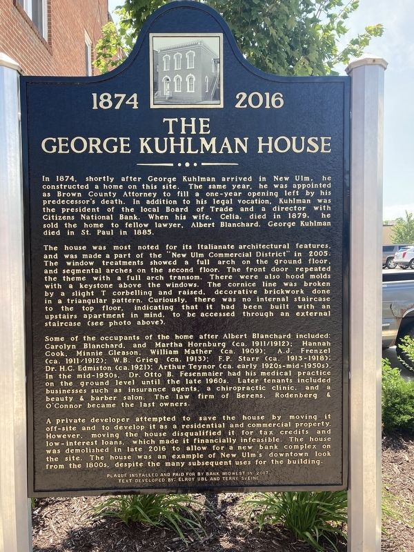 The George Kuhlman House Marker image. Click for full size.