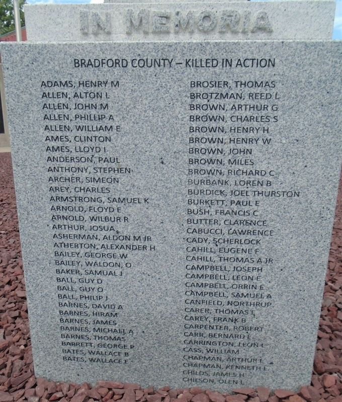 Bradford County Roll of Honored Dead image. Click for full size.
