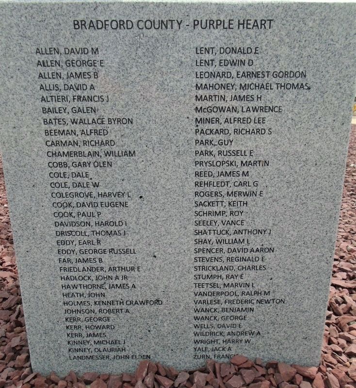 Bradford County Roll of Purple Heart Veterans image. Click for full size.