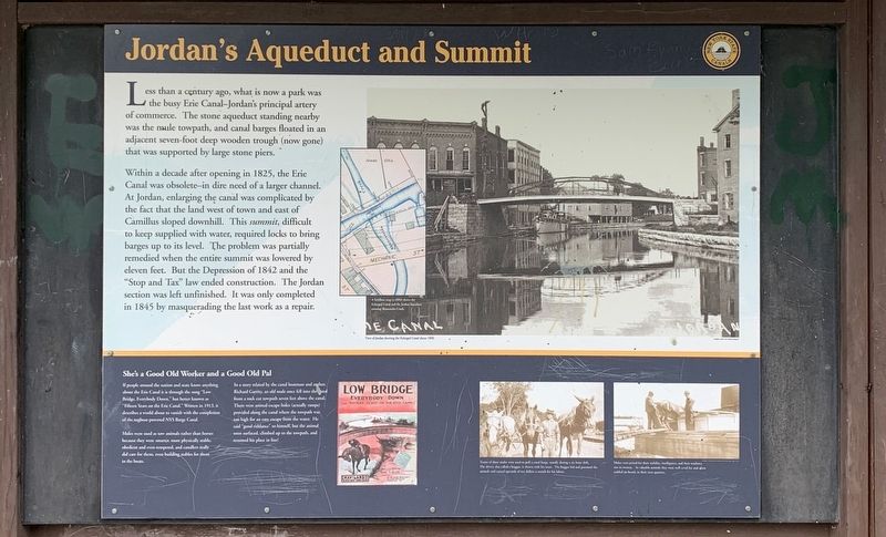The Canalway Trail: Jordan/Jordan Aqueduct and Summit Marker. Click for full size. The Canalway Trail: Jordan/Jordan Aqueduct and Summit Marker image. Click for full size.