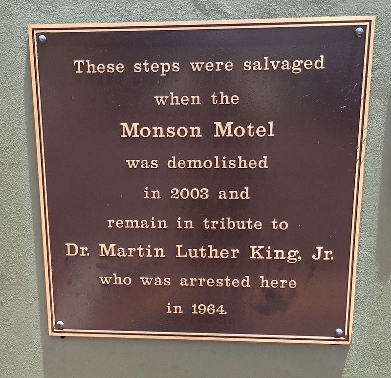 Monson Motel Steps Marker. Click for full size. Monson Motel Steps Marker image. Click for full size.