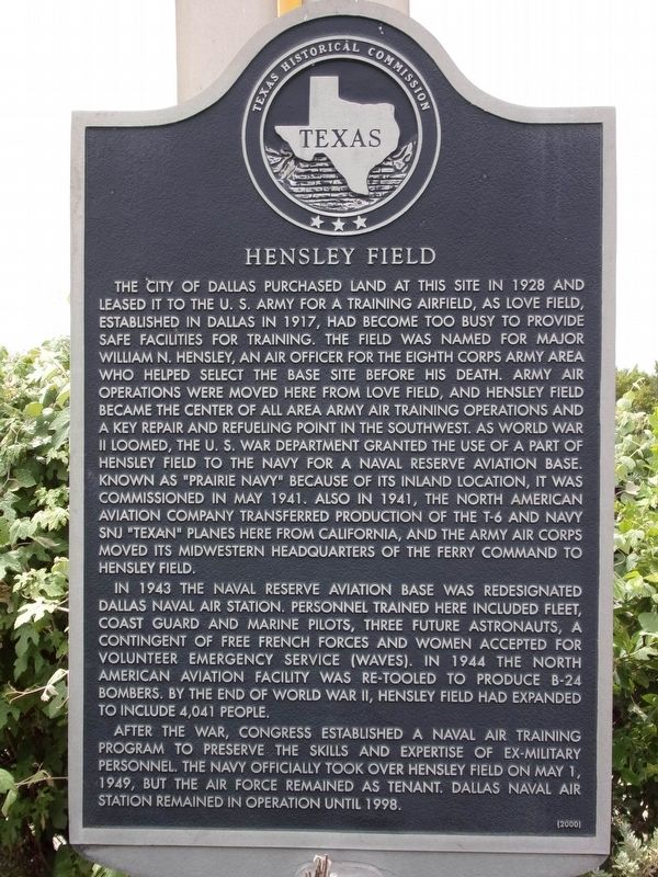Hensley Field Marker image. Click for full size.