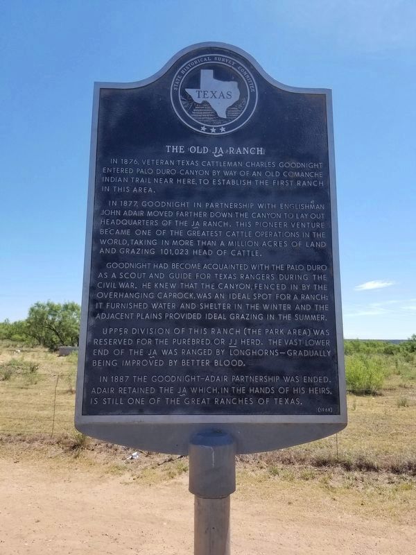 The Old JA Ranch Marker image. Click for full size.