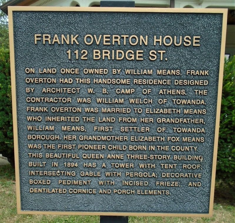 Frank Overton House Marker image. Click for full size.