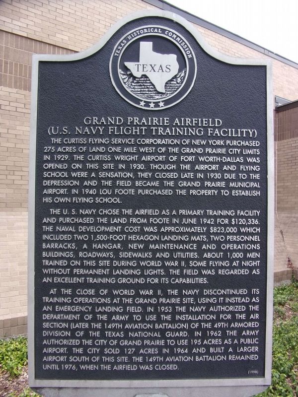 Grand Prairie Airfield Marker image. Click for full size.