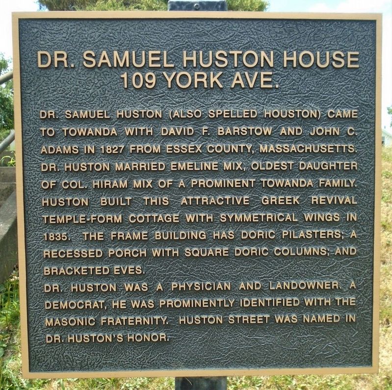 Dr. Samuel Huston House Marker image. Click for full size.