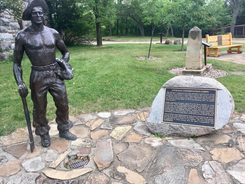 Civilian Conservation Corps Marker with �The Worker� image. Click for full size.