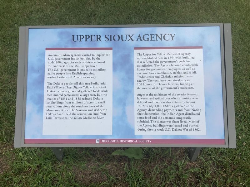 Upper Sioux Agency Marker image. Click for full size.