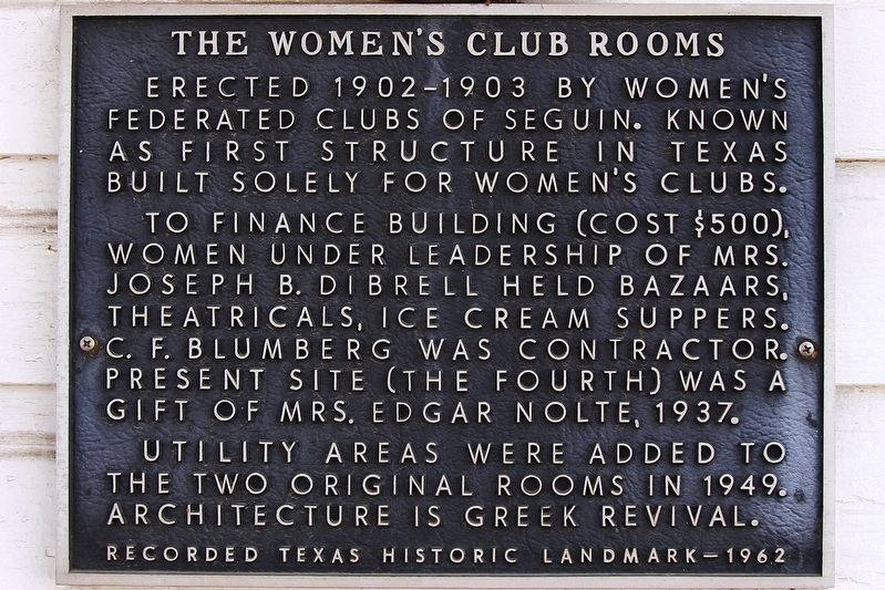 The Women's Club Rooms Marker image. Click for full size.