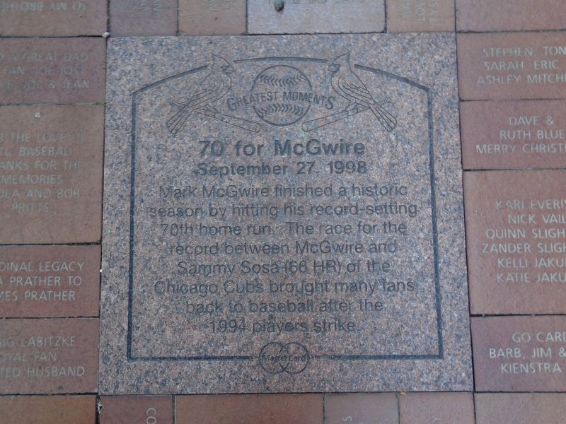 70 for McGwire Marker. Click for full size. 70 for McGwire Marker image. Click for full size.