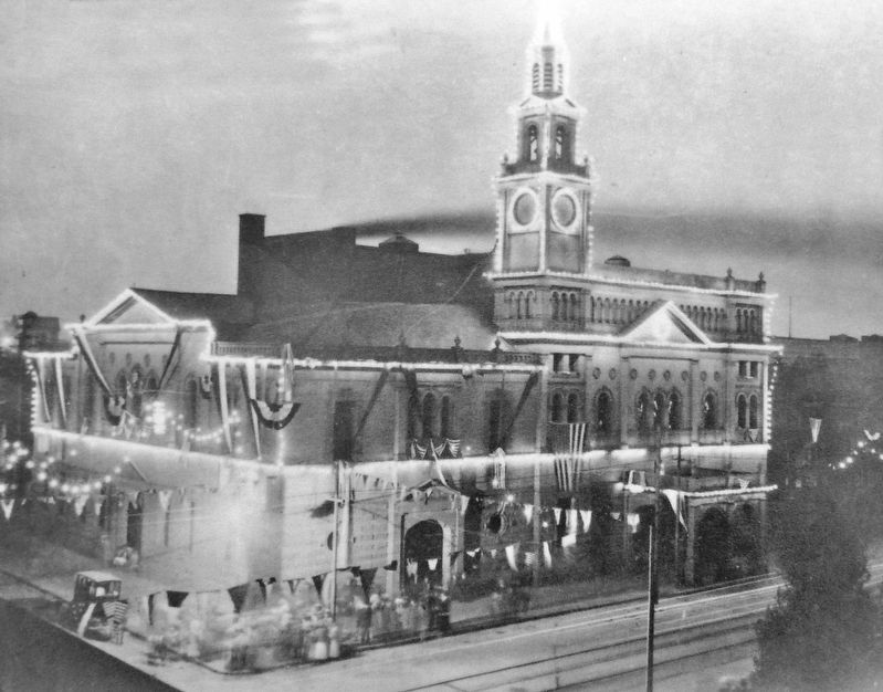 Marker detail: Calumet Town Hall lit up image. Click for full size.