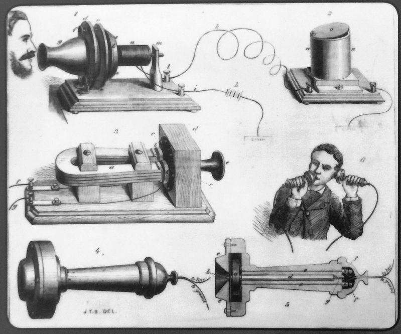 Marker detail: Early Telephone Technology image. Click for full size.