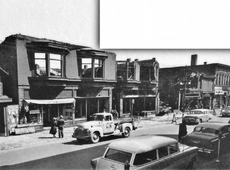 Marker detail: West Shelden Avenue after fire of 1953 image. Click for full size.