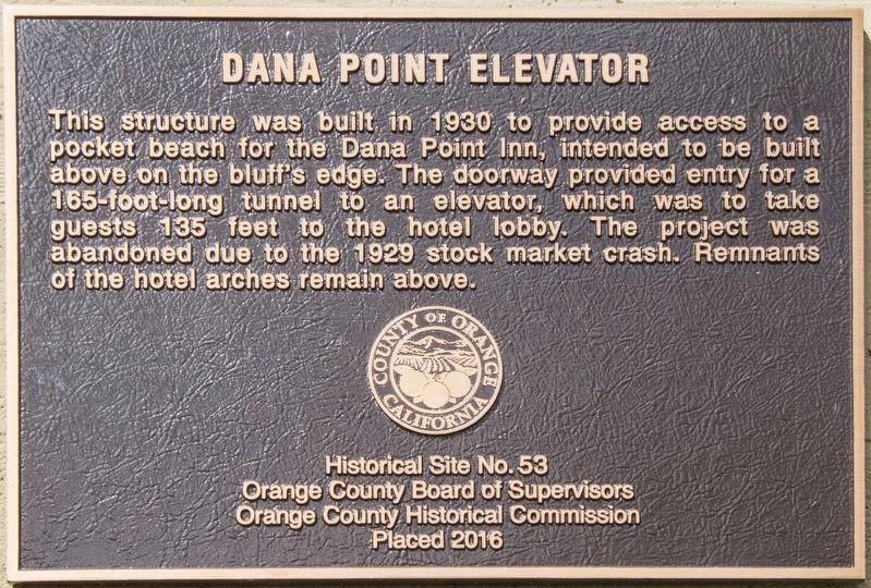 Dana Point Elevator Marker image. Click for full size.