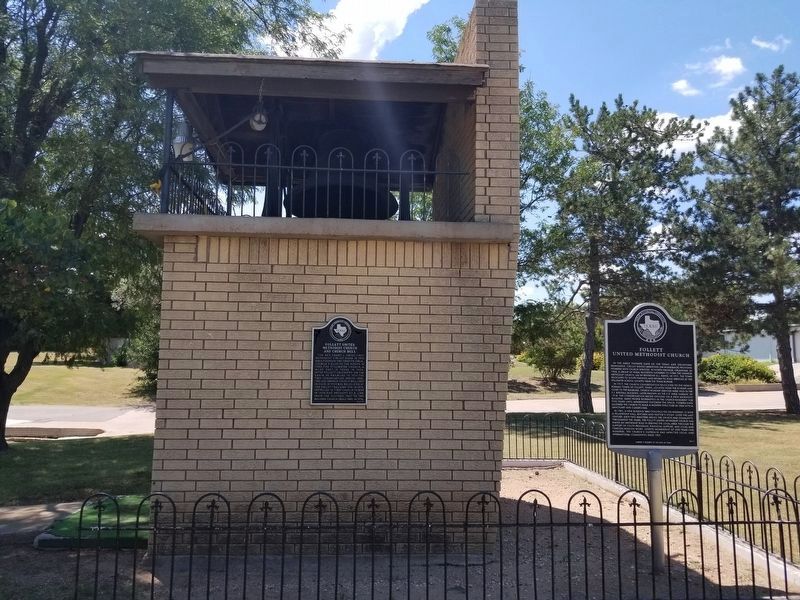 Follett United Methodist Church and Church Bell Marker with Follett United Methodist Church Marker. Click for full size. Follett United Methodist Church and Church Bell Marker with Follett United Methodist Church Marker image. Click for full size.
